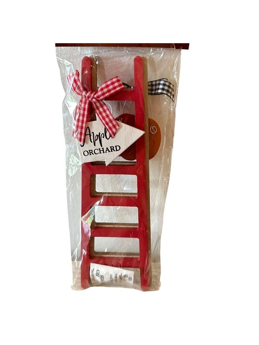 Fall Ladder Wood Decor Mini Sign Set 2pc Apple Orchard Autumn Rustic Tiered Tray - Picture 5 of 13